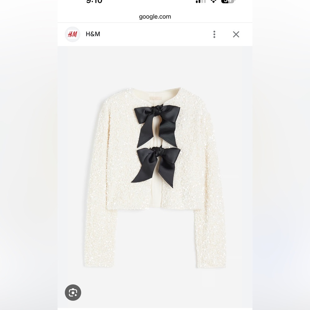 H&M Cream and Black Bow Blazer